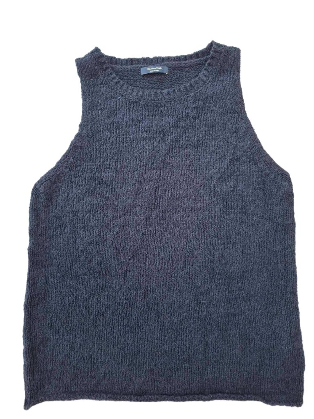 Massimo Dutti Black Linen Blend Elegant Sleeveless Knit Top Size S